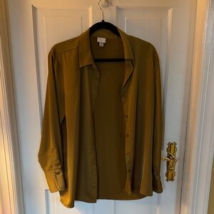 a new day Men's Olive Button-Down Shirt